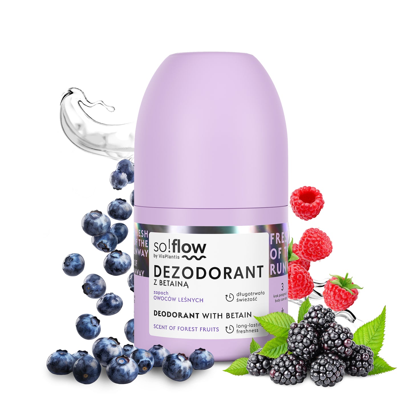 Deodorante con betaina, profumo di frutti di bosco