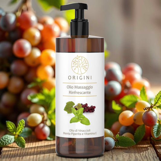 Olio Massaggio Rinfrescante con Olio di vinaccioli, Menta Piperita e Vitamina E