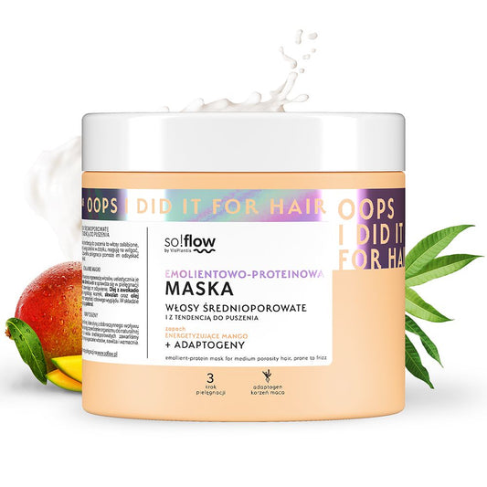 Maschera emolliente-proteica per capelli a media porosità con tendenza al crespo