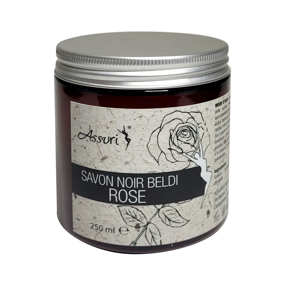 Savon Noir Beldi Rose Sapone Nero del Marocco alla rosa per il corpo