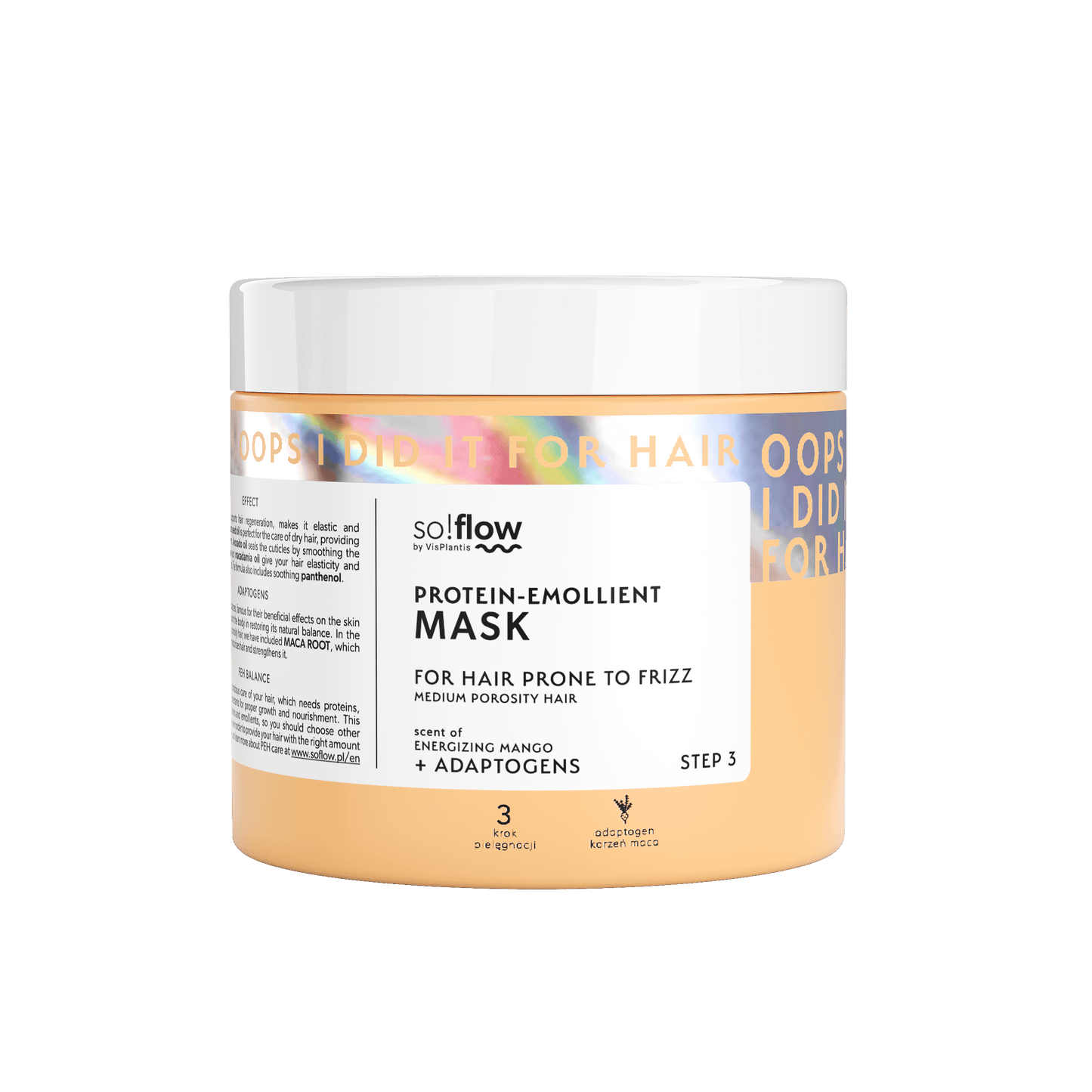 Maschera emolliente-proteica per capelli a media porosità con tendenza al crespo